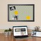 PinPix Custom Bulletin Board Yellow And Blue Waves Poster Board Has a Fabric Style Canvas Finish, Framed in Satin Black, by ArtToFrames (PinPix-321)